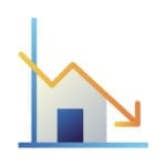 real estate deficit icon on a white background