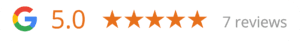 google icon with 5 star review logo featuring simple yellow stars icon on its right side on a white background