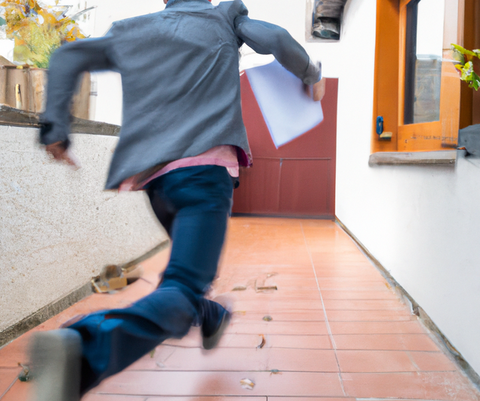 A Man Running Away With Documents 