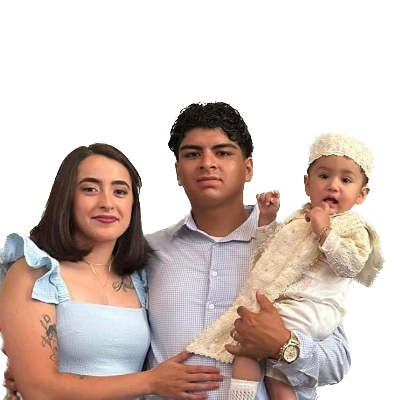 Cesar and his family on a transparent background